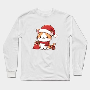 Cute Christmas Kitty Cat Long Sleeve T-Shirt